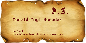 Meszlényi Benedek névjegykártya